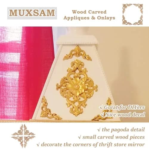 MUXSAM Wooden Carved Appliques Set of 4 | Vintage European Style Wall Decor (8-15cm) thumbnail 7
