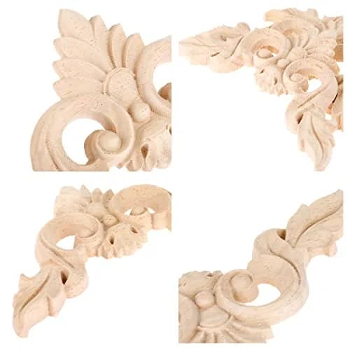 MUXSAM Wooden Carved Appliques Set of 4 | Vintage European Style Wall Decor (8-15cm) thumbnail 3