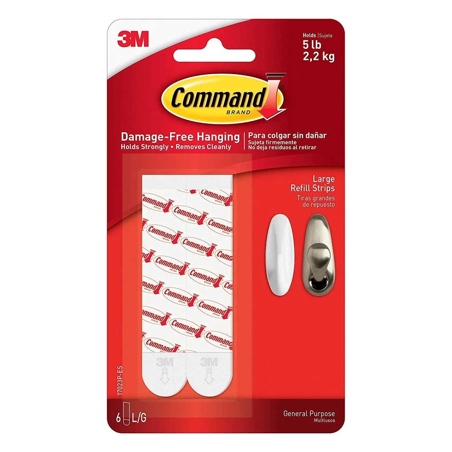 Command Mounting Refill Strips, Large, 6-Strip | Damage-Free Hanging for Walls - main product image