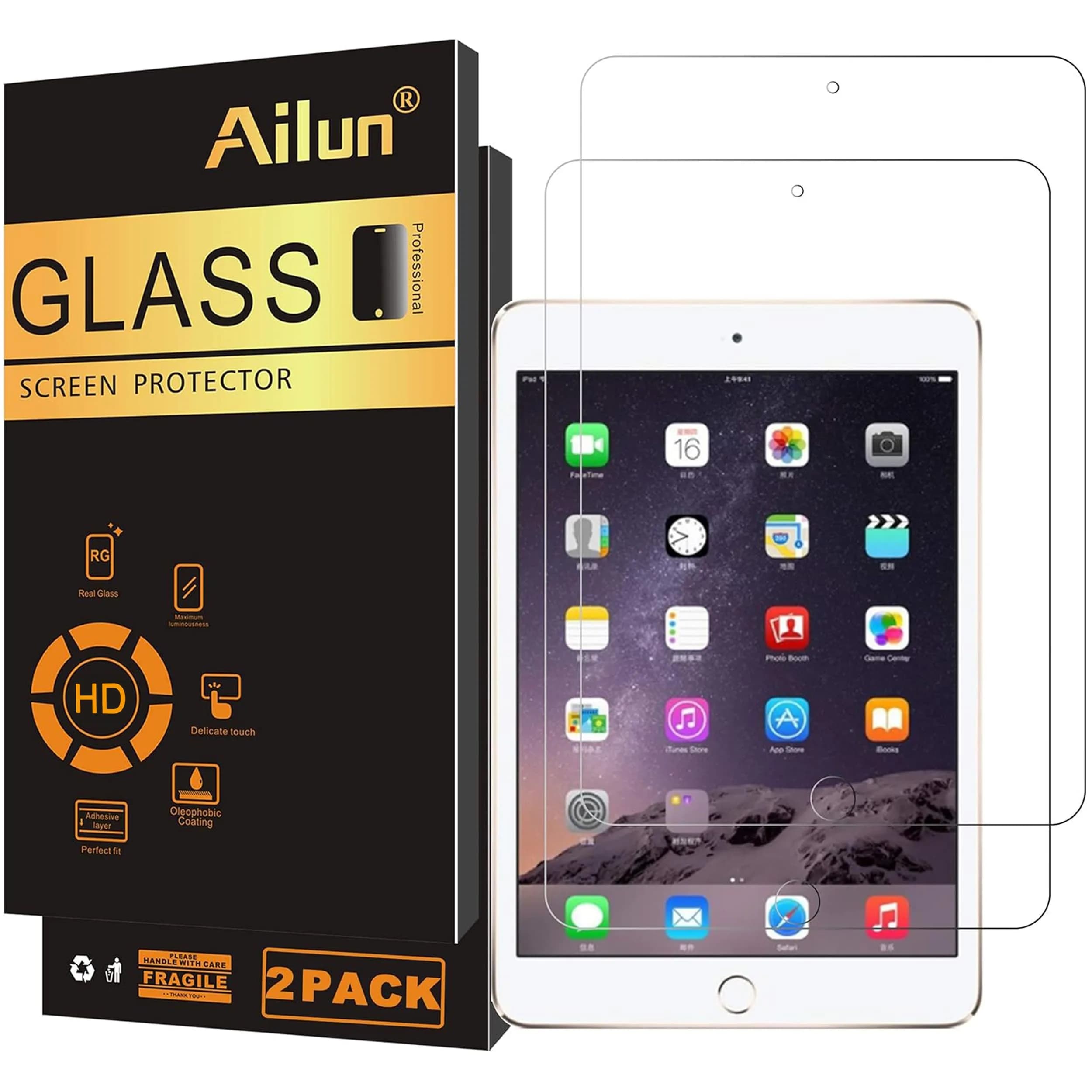 Ailun 2Pack Screen Protector for iPad Mini 1/2/3 | Tempered Glass, High Transparency, Scratch Resistant