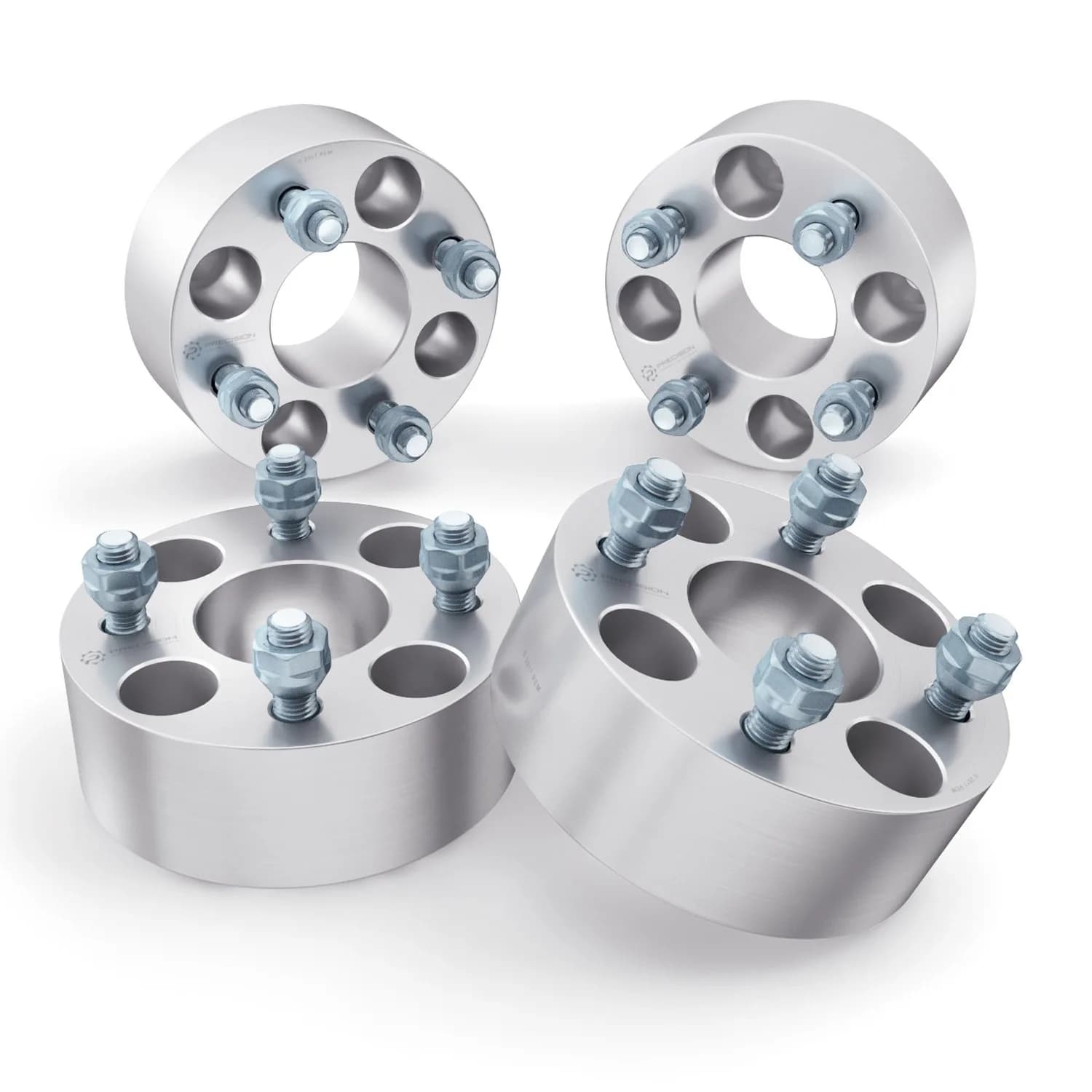 RockTrix 4pcs Wheel Spacers 2 Inch (50mm) Thick | 4x4" to 4x4" Bolt Pattern, 61.25mm Hub Bore, 1/2"x20 Studs — Silver