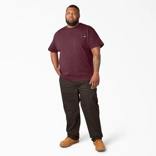 Dickies Heavyweight Crew Neck Short Sleeve Tee in Burgundy, XX-Large | Durable Cotton Comfort for Men thumbnail 6