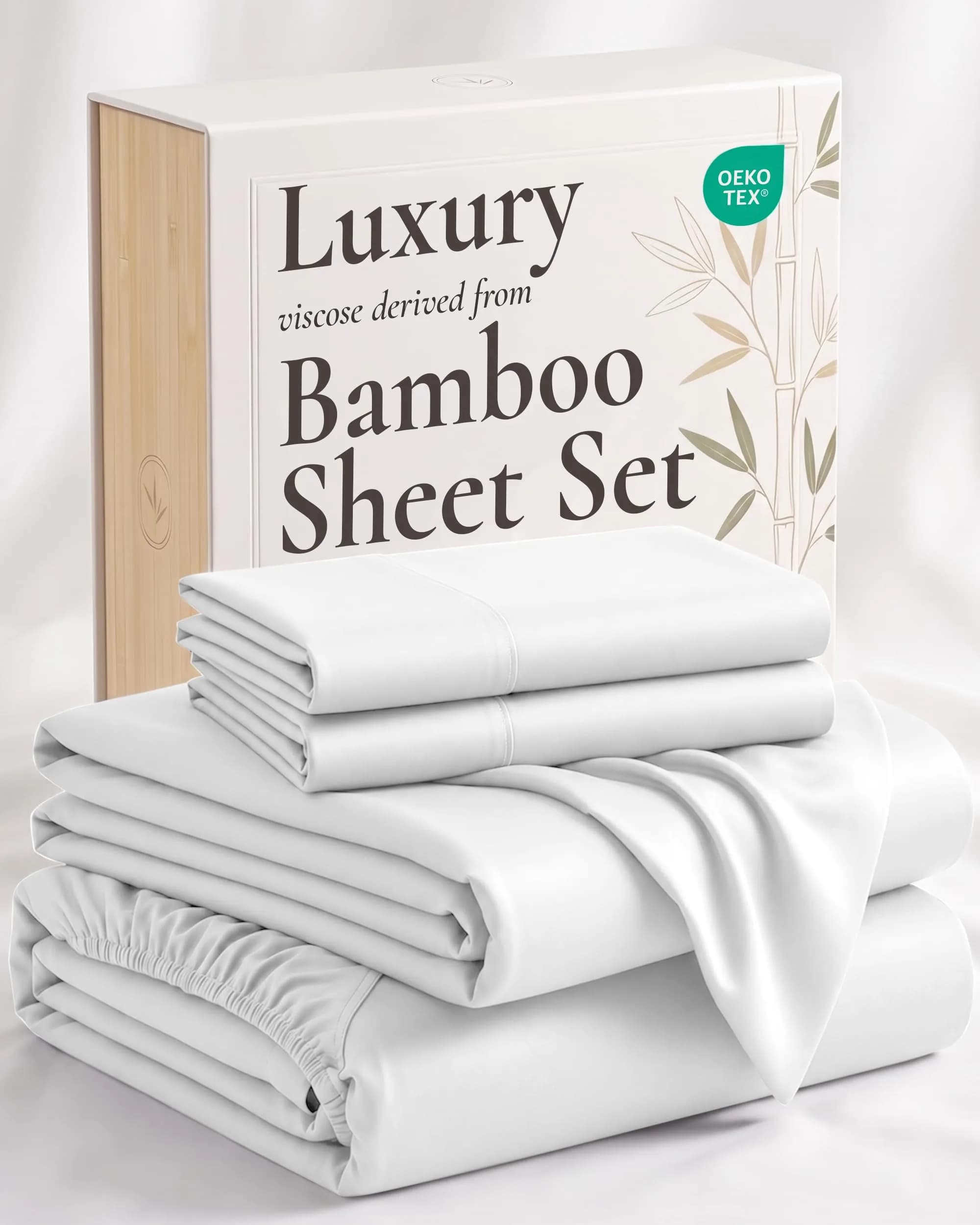 Hotel Sheets Direct White 4 Piece Bamboo Viscose Sheet Set Full Size | Cooling & Breathable Luxury Bedding