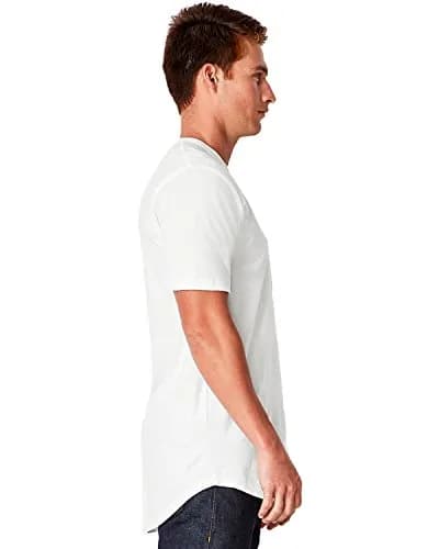 The Next Level Men's Cotton Long Body Crew M WHITE | Classic Casual Fit, 100% Cotton, Short Sleeve, Heather Grey 90/10, Curved Hem thumbnail 2