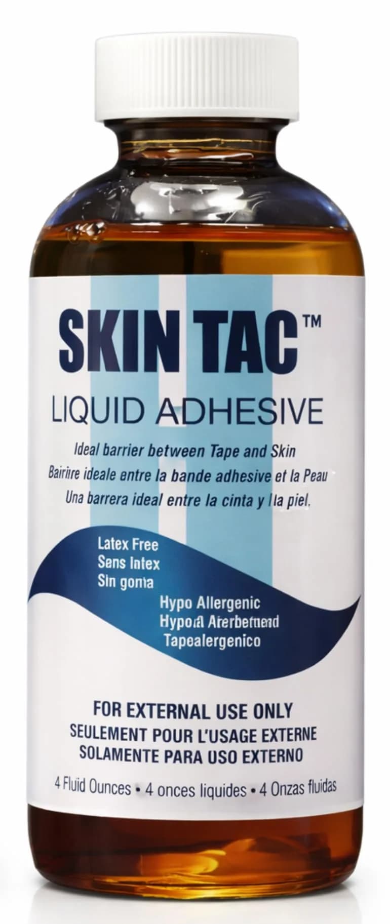 Torbot Skin Tac Liquid Adhesive 4 oz (118 ml) | Hypo-allergenic Barrier for Secure Adhesion — Brown