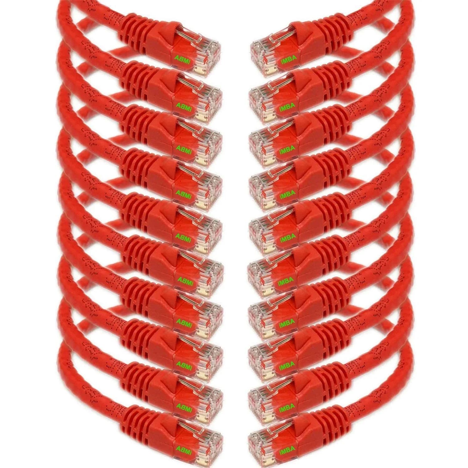 iMBAPrice Cat6 Ethernet Patch Cable 6 Inch Red 10-Pack | 10Gbps 550MHz Pure Copper