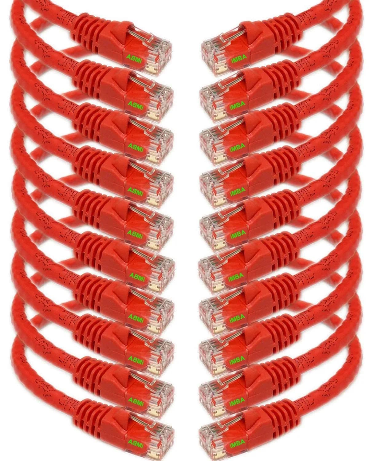 iMBAPrice Cat6 Ethernet Patch Cable 6 Inch Red 10-Pack | 10Gbps 550MHz Pure Copper — Red