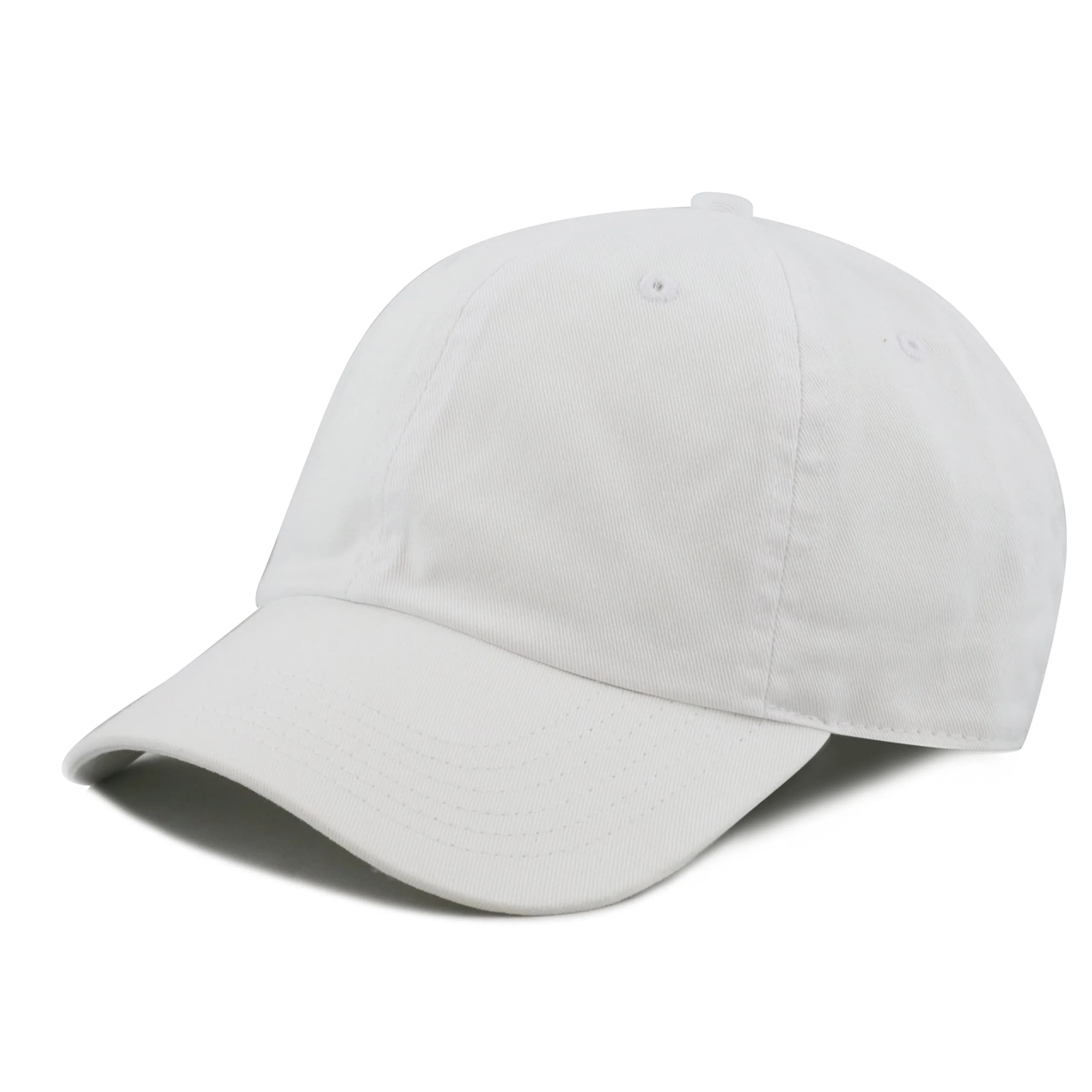 The Hat Depot Kids Washed Low Profile Cotton Baseball Cap | Orange, 2-5 Years — White