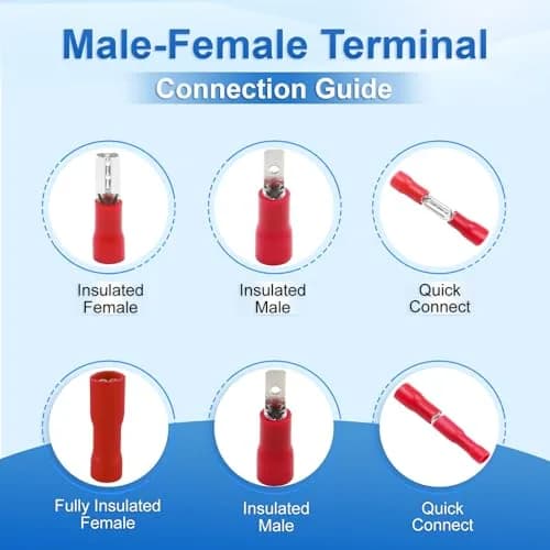 Baomain 0.11" Male Quick Disconnect Spade Terminals 22-16 AWG | Insulated Copper Connectors for Automotive & DIY thumbnail 6