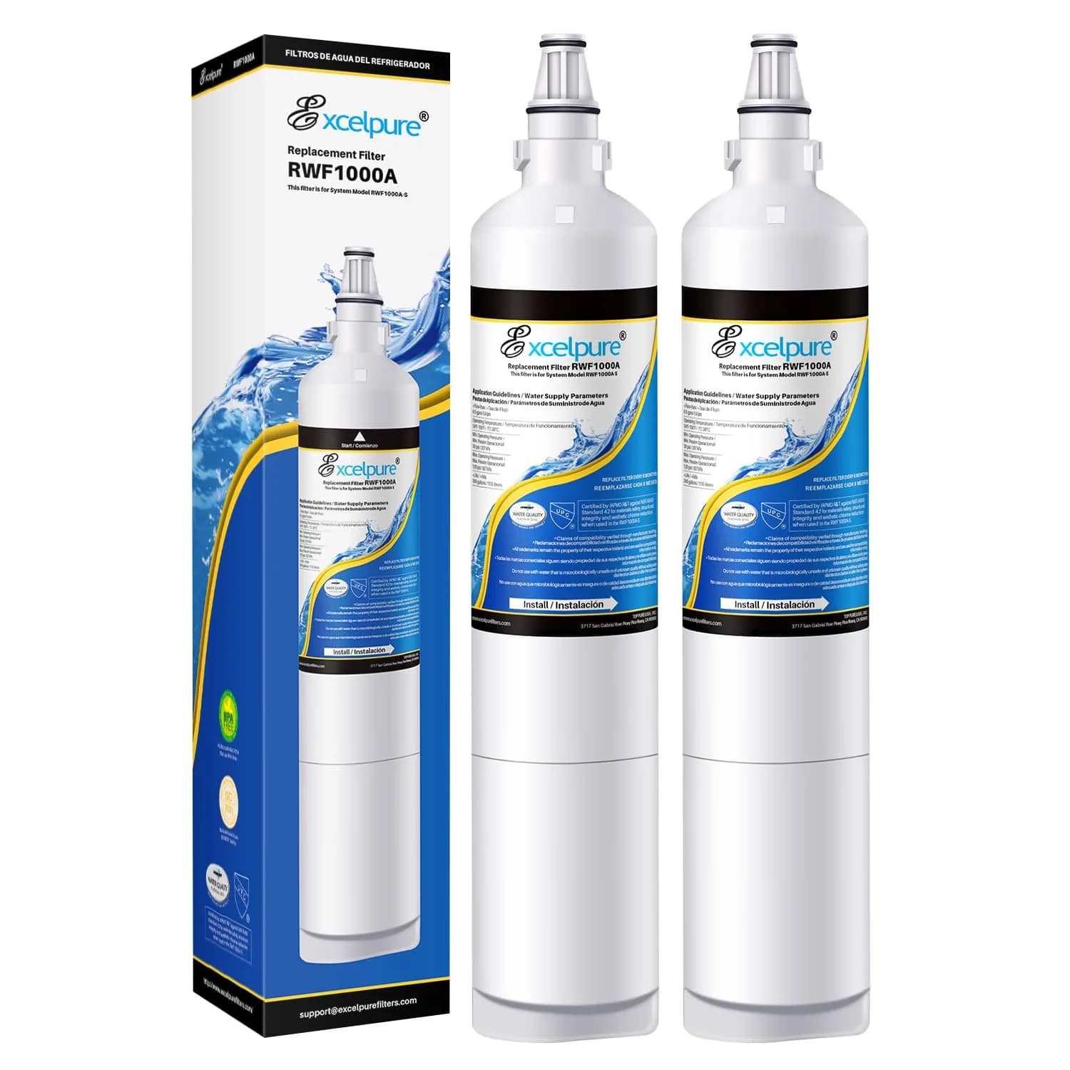 EXCELPURE Water Filter Replacement for LG LT600P | NSF Certified 2 Pack, 0.5 Micron, Removes 99.99% Sediment & Particles - main product image