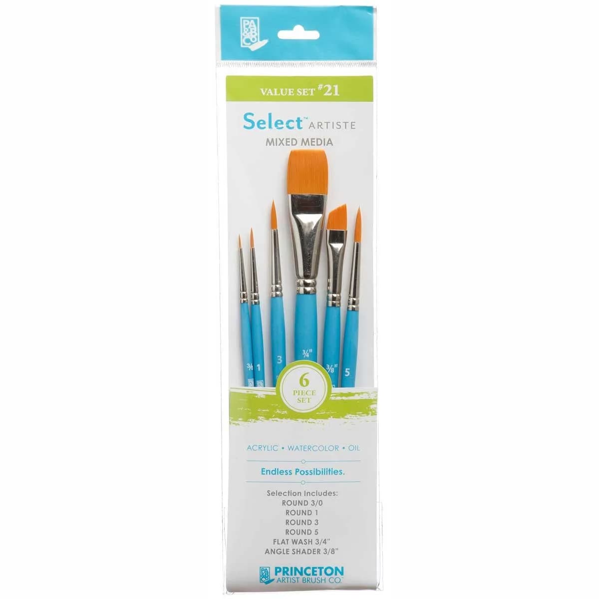 Princeton Select Artiste Series 3750 Paint Brush Set of 6 | Versatile Synthetic Bristles for Acrylic, Watercolor, Oil