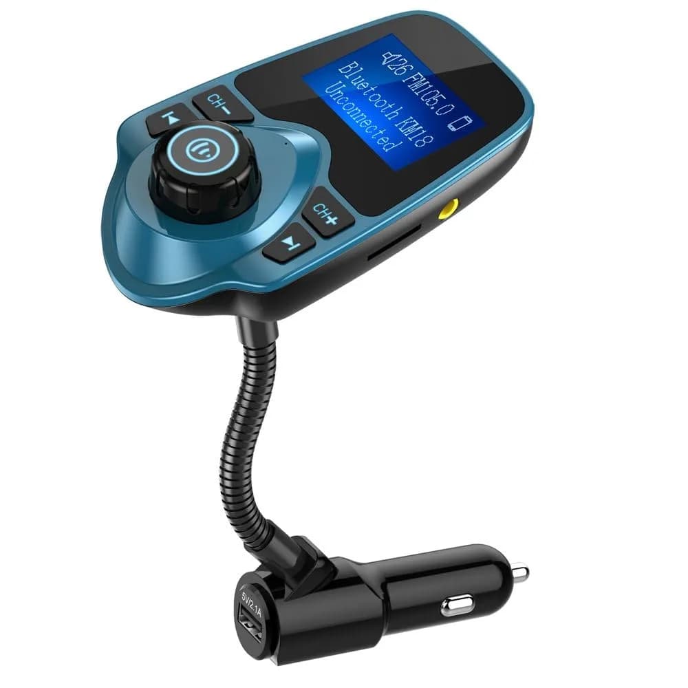 Nulaxy Bluetooth 5.0 Car Adapter FM Transmitter with 1.44" LCD Screen & USB Charger | 12V-24V Input