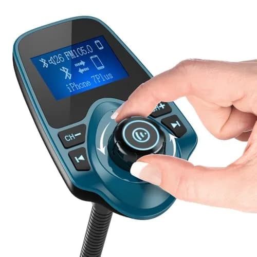 Nulaxy Bluetooth 5.0 Car Adapter FM Transmitter with 1.44" LCD Screen & USB Charger | 12V-24V Input thumbnail 2