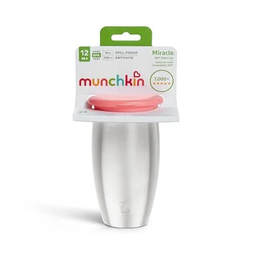 Munchkin Stainless Steel Miracle 360 Sippy Cup 296ml (10 Ounce) | Spill-Proof Toddler Cup with Insulated Design thumbnail 6