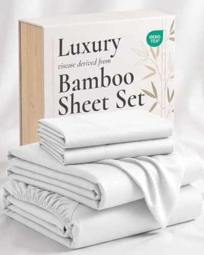Hotel Sheets Direct White Bamboo Viscose Sheet Set King Size | Cooling, Breathable, Moisture-Wicking Luxury Bedding thumbnail 1