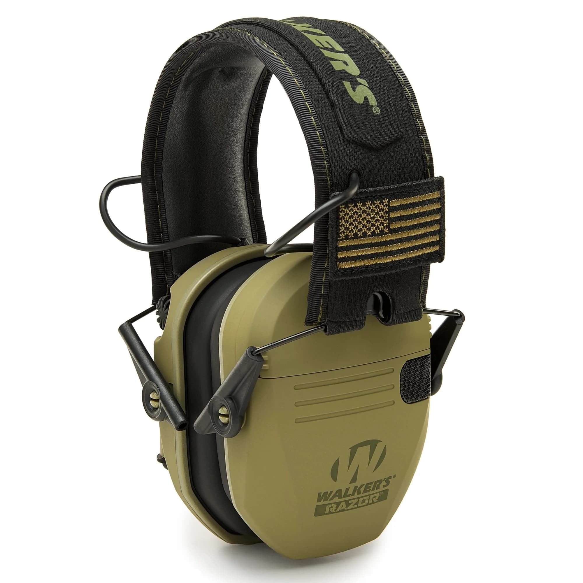 Walker's Razor Slim Patriot Series Electronic Earmuffs Olive Drab Green | 23dB Noise Reduction Rating
