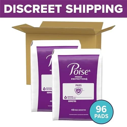 Poise Maximum Absorbency Incontinence Pads for Women, 96 ct (Regular Length) | 12-Hour Odor Control thumbnail 2