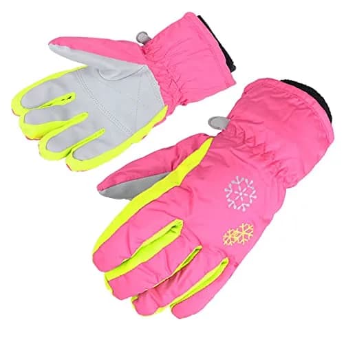 AMYIPO Kids Winter Snow Ski Gloves for Boys Girls (Pink, 4-5 Years) | Water-Resistant & Windproof Fleece Lined thumbnail 1