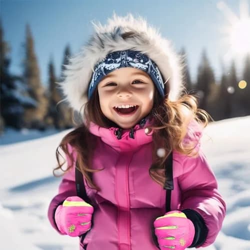 AMYIPO Kids Winter Snow Ski Gloves for Boys Girls (Pink, 4-5 Years) | Water-Resistant & Windproof Fleece Lined thumbnail 6