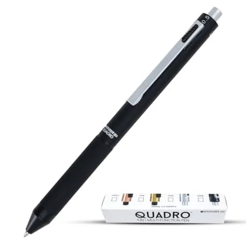 Monteverde USA Quadro 4-in-1 Multifunction Pen Black | Brass Barrel, Knurled Grip, 0.5mm Pencil & 3 Ballpoints thumbnail 1
