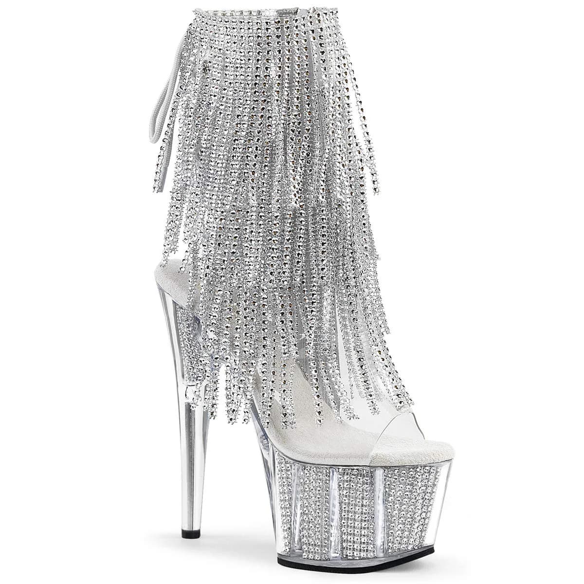 Pleaser Women's Adore-1017SRS Ankle Boot 7" Heel | Glitter & Rhinestone Fringe, Fall Style