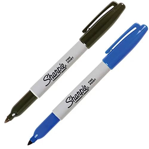 Sharpie Permanent Markers Fine Point Black & Blue 2 Count | Fade & Water Resistant Ink thumbnail 2