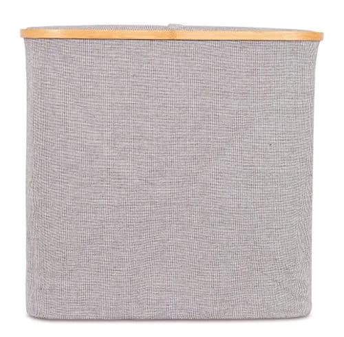BIRDROCK HOME Bamboo & Canvas Hamper | Foldable Laundry Basket with Lid | 21x13x20 in | Grey thumbnail 7