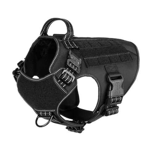 ICEFANG Tactical Dog Harness for Medium Dogs, Black | 1050D Nylon, Alloy Metal Buckles, MOLLE System thumbnail 1