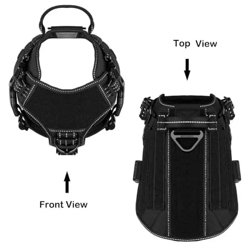 ICEFANG Tactical Dog Harness for Medium Dogs, Black | 1050D Nylon, Alloy Metal Buckles, MOLLE System thumbnail 3