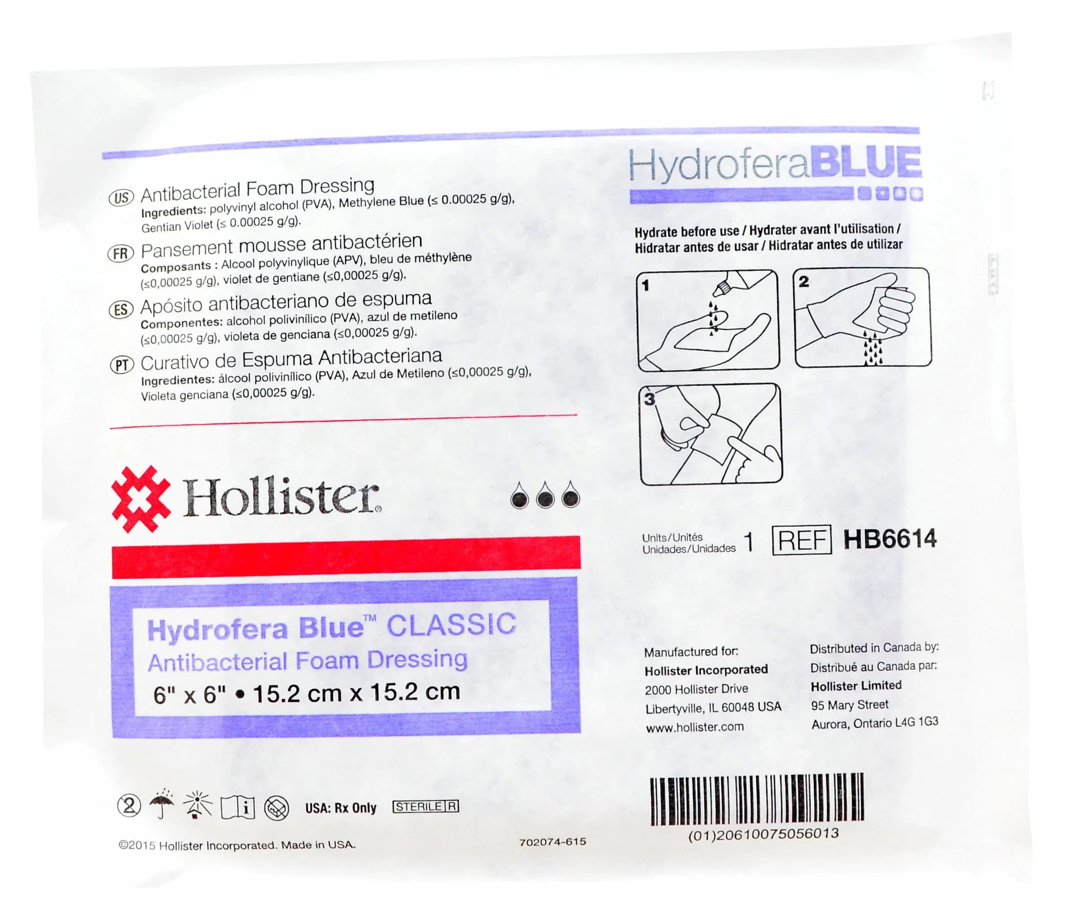 Hydrofera Blue Foam Dressing Without Border 6 x 6 in (15.24 x 15.24 cm) | Professional Healthcare - main product image
