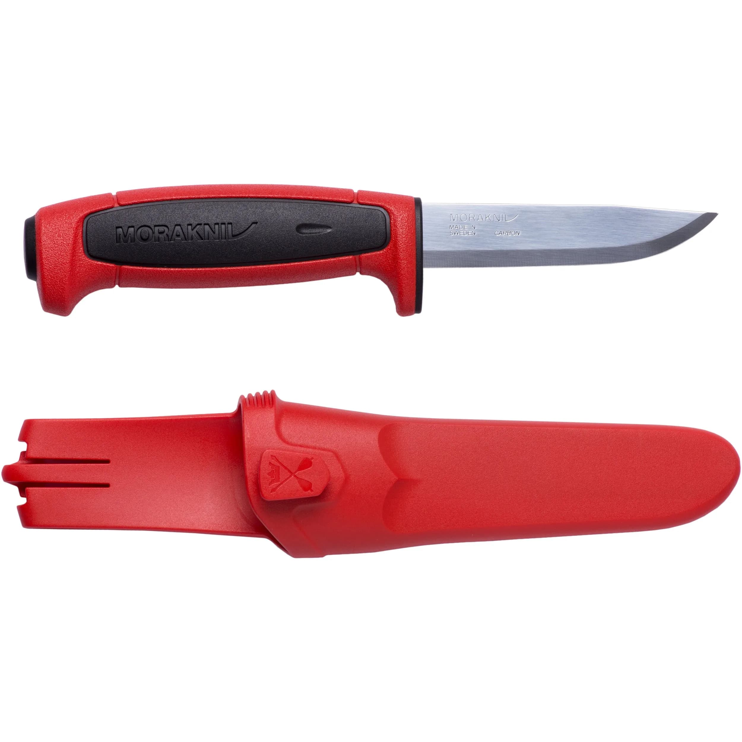 Morakniv Craftline Basic 511 Fixed-Blade Knife 9.1cm (3.6 Inch) | High Carbon Steel Utility Knife with Combi-Sheath — Red/Black