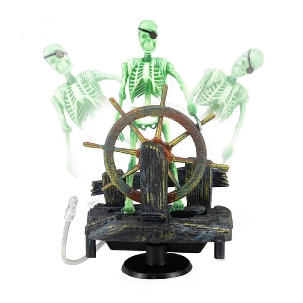 Bestgle Aquarium Decor Skeleton Pirate Captain 9x6x13cm | Active Air-Driven Fish Tank Ornament - main product image
