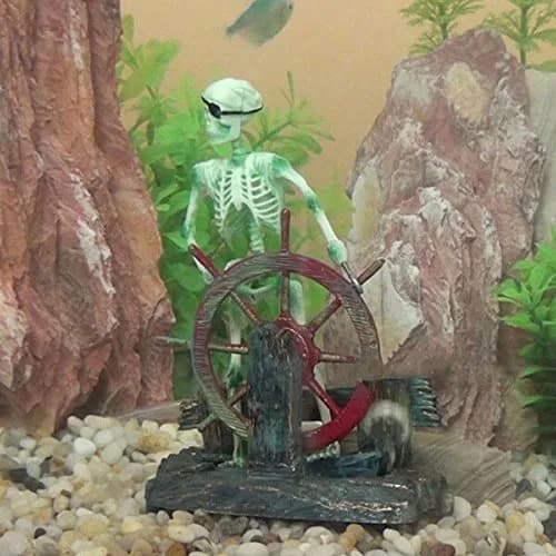 Bestgle Aquarium Decor Skeleton Pirate Captain 9x6x13cm | Active Air-Driven Fish Tank Ornament thumbnail 7