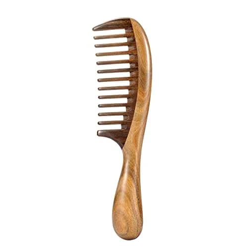 Louise Maelys Wooden Wide Tooth Hair Comb for Curly Detangling | Natural Sandalwood, Anti-Static, Handcrafted (20 x 5.5cm) thumbnail 1