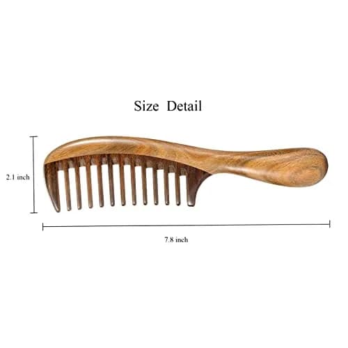 Louise Maelys Wooden Wide Tooth Hair Comb for Curly Detangling | Natural Sandalwood, Anti-Static, Handcrafted (20 x 5.5cm) thumbnail 2