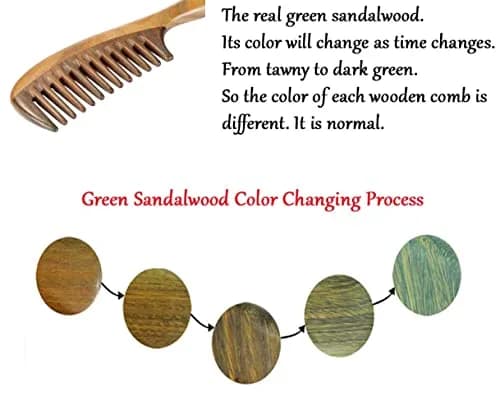 Louise Maelys Wooden Wide Tooth Hair Comb for Curly Detangling | Natural Sandalwood, Anti-Static, Handcrafted (20 x 5.5cm) thumbnail 3
