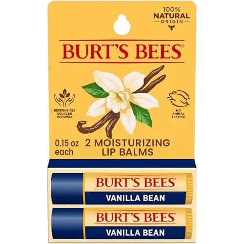 Burt's Bees Vanilla Bean Tint-Free Lip Balm 2 Count | Natural Conditioning Lip Treatment thumbnail 1