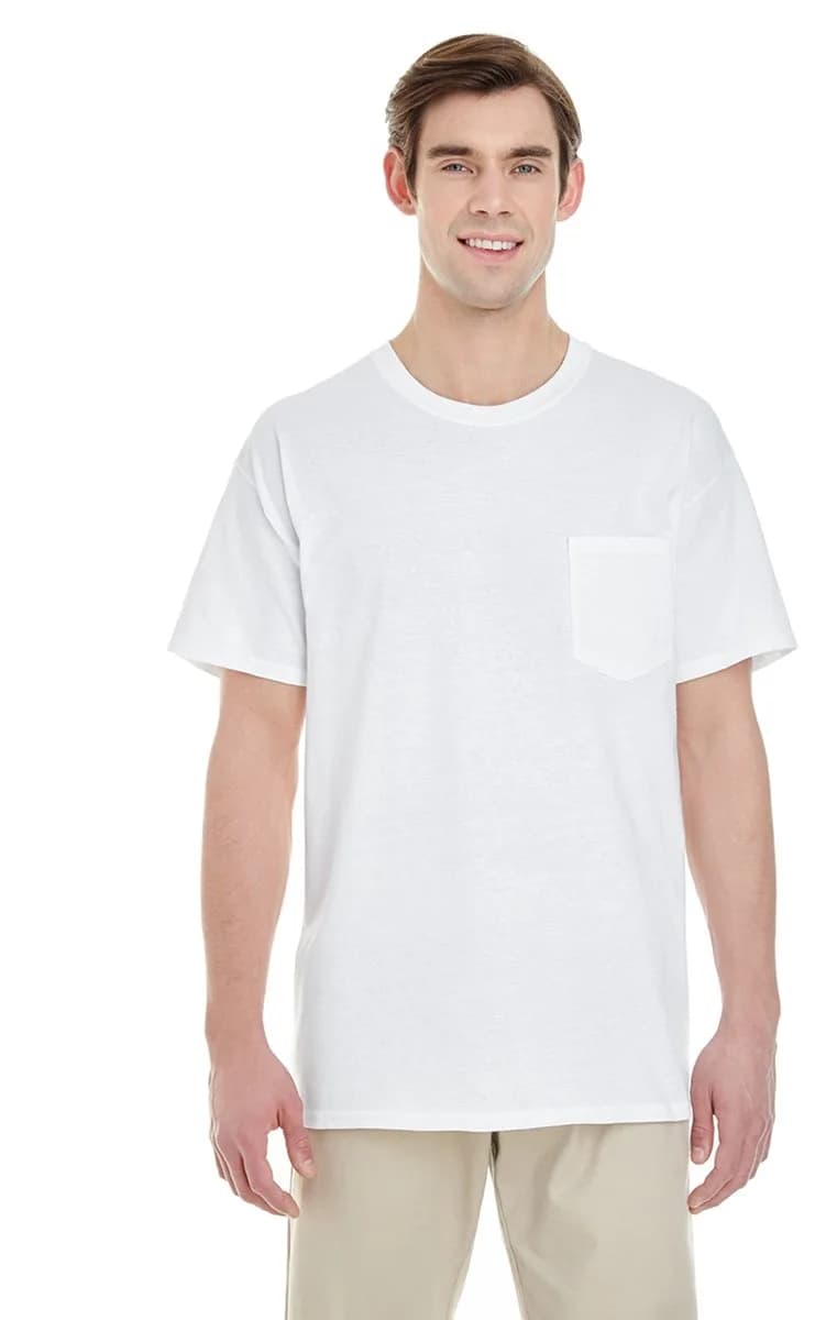 Gildan Heavy Cotton 100% Cotton Pocket T-Shirt | Classic White, Regular Fit, Crew Neck, Short Sleeve - main product image