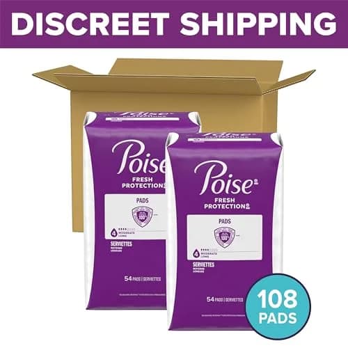 Poise Incontinence Pads for Women, 4 Drop Moderate Absorbency, 108 Count Long | Dermatologist Tested Protection thumbnail 2