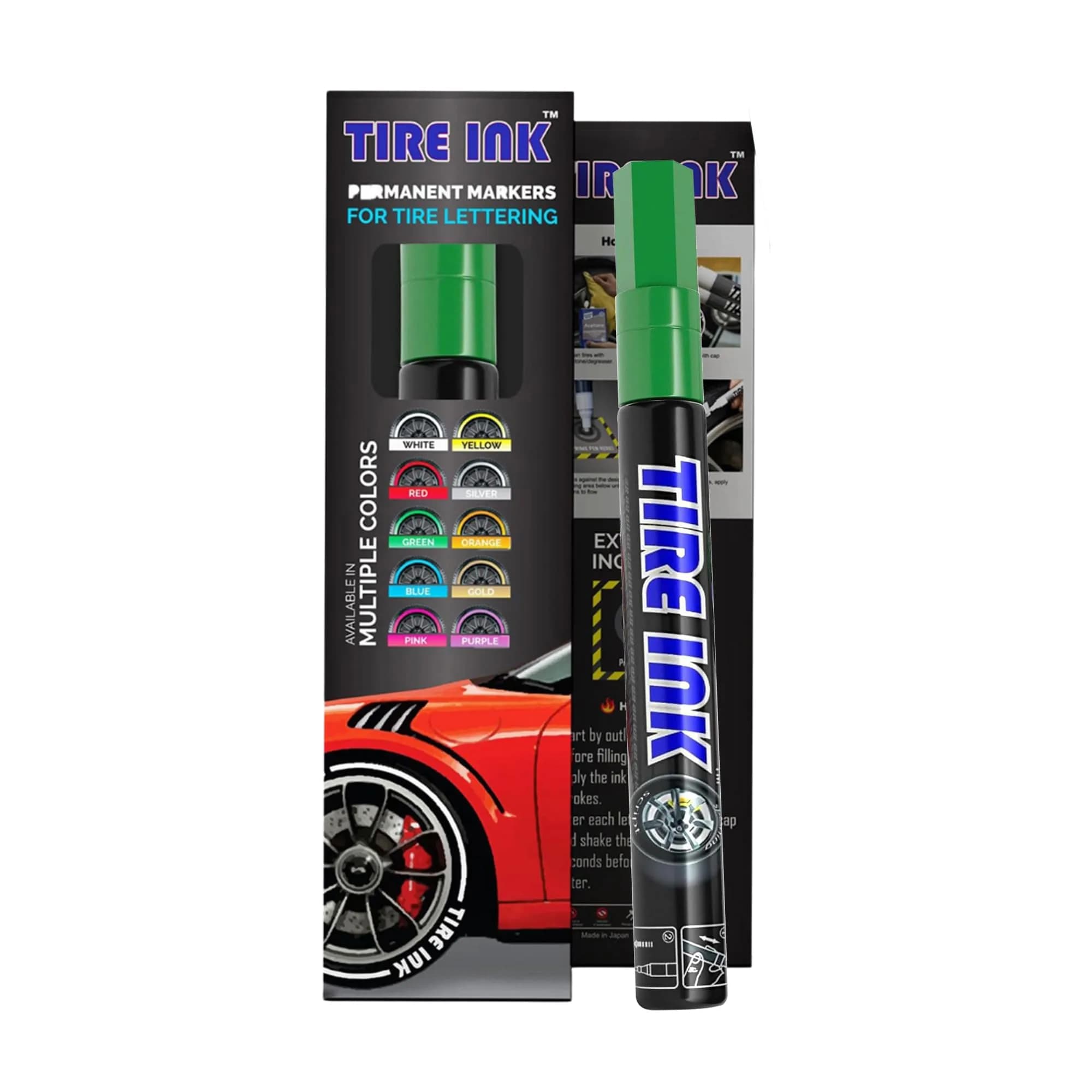 Tire Ink Green Color Tire Paint Pen - Waterproof Permanent Paint Pens for Car Wheels Lettering | 0.5mm Fine Tip