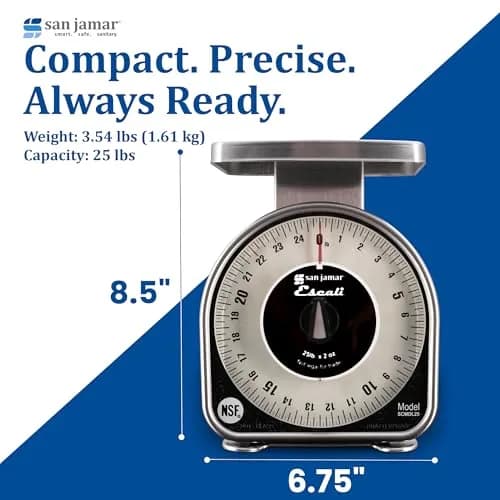 San Jamar Mechanical Dial Scale 25 lb | Precise, Durable & NSF Certified thumbnail 4