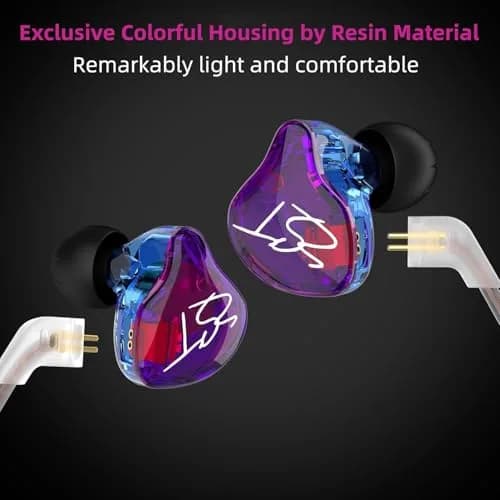 YINYOO KZ-ZST Hybrid In-Ear Earphones with Microphone, 1BA+1DD Drivers, 1.2m Detachable Cable | HiFi Sound & Noise Isolation thumbnail 5
