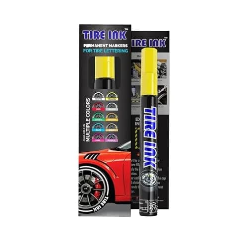 Tire Ink Yellow Tire Paint Pen - Waterproof Permanent Marker for Car Wheels | 1 Count (Pack of 1) | Made in Japan thumbnail 1