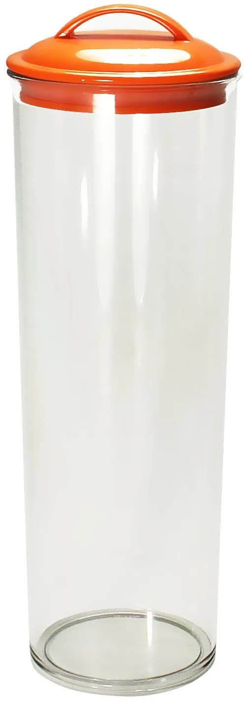 Reston Lloyd Tall Clear Spaghetti Pasta Storage Canister Container 33cm (13.5 inches) | Airtight BPA-Free for Kitchen Pantry Organization — Orange