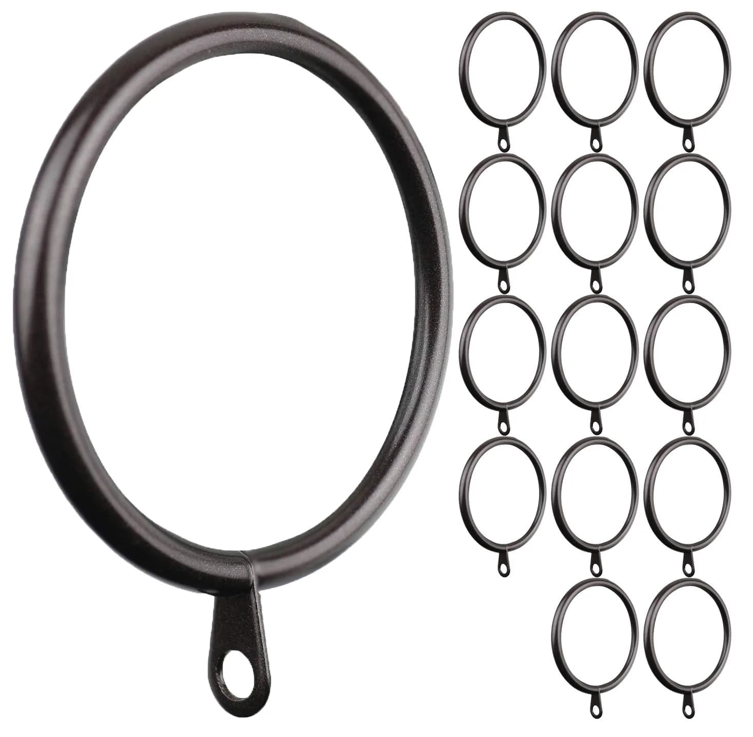 MERIVILLE Curtain Rings Oil-Rubbed Bronze 14 pcs | Thick Steel, 2" Inner Diameter, Compatible with 1.5" Rod