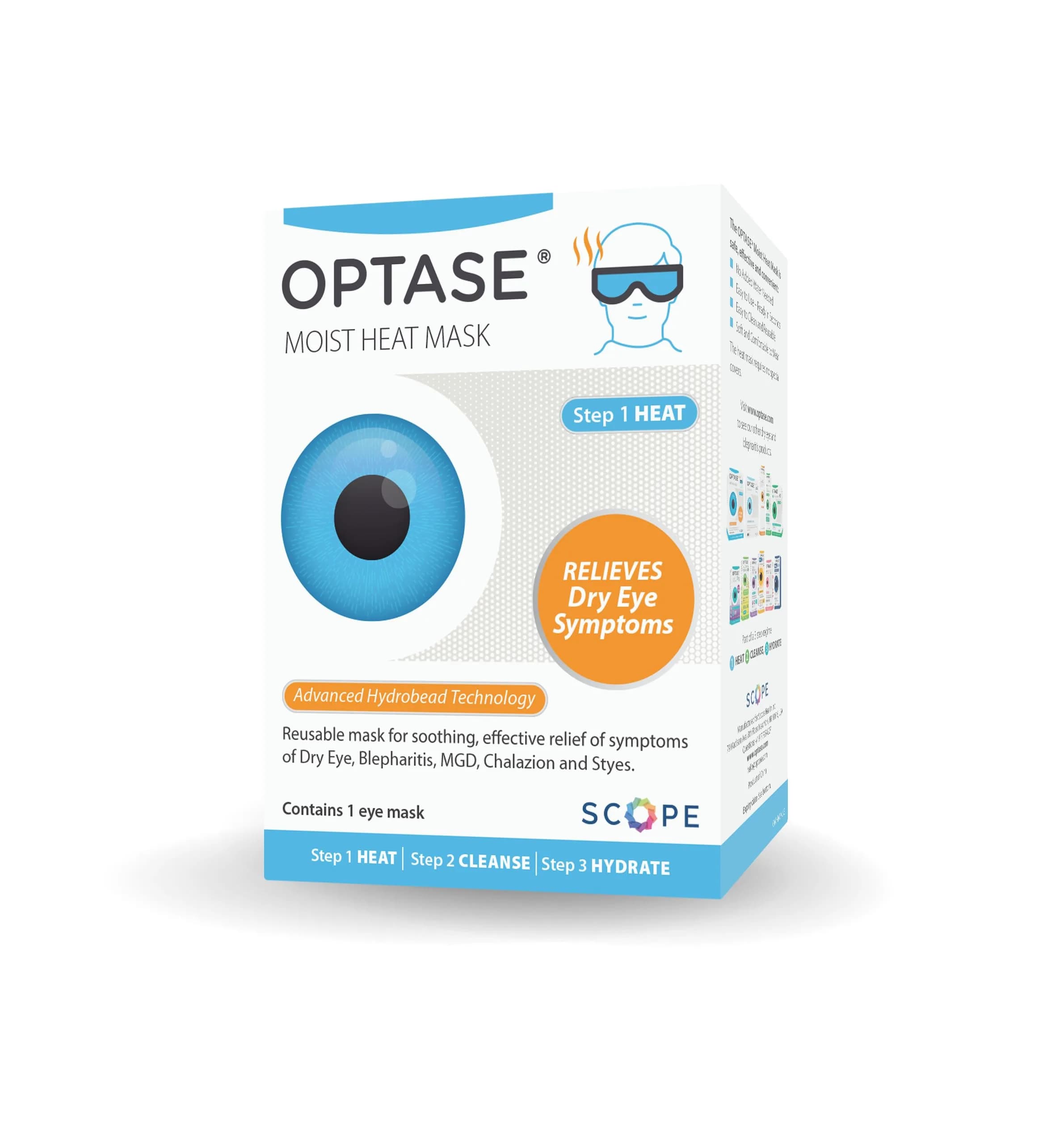 OPTASE Moist Heat Eye Mask with HydroBead Technology | Reusable Heated & Cooling Gel Eye Mask for Dry Eye Relief