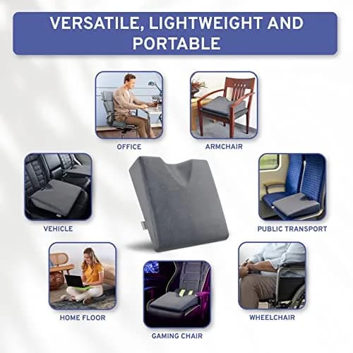 ComfySure Wedge Seat Cushion with Memory Foam | Orthopedic Tailbone Pain Relief for Car & Office Chairs (Grey) thumbnail 5