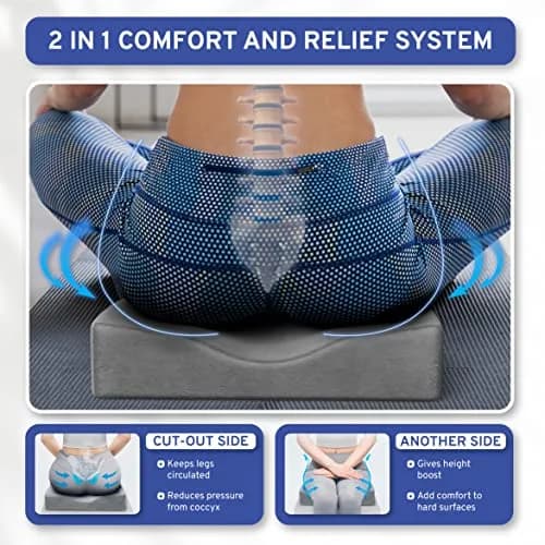 ComfySure Wedge Seat Cushion with Memory Foam | Orthopedic Tailbone Pain Relief for Car & Office Chairs (Grey) thumbnail 2