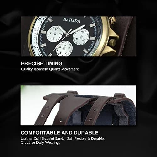Avaner Mens Retro Steampunk Rock Leather Bracelet Watch 4.6cm Dial | Japanese Quartz Movement thumbnail 6
