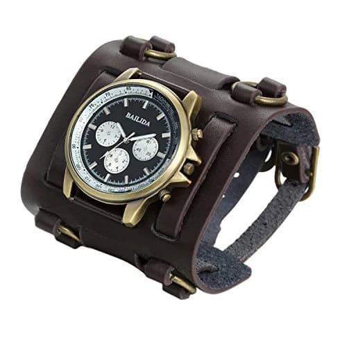 Avaner Mens Retro Steampunk Rock Leather Bracelet Watch 4.6cm Dial | Japanese Quartz Movement thumbnail 2